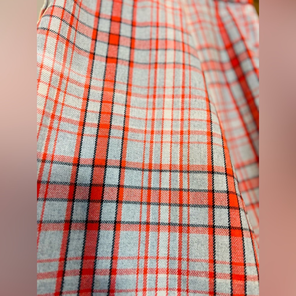 Handmade VTG-Coral and Grey Plaid Midi Skirt - Picture 8 of 10